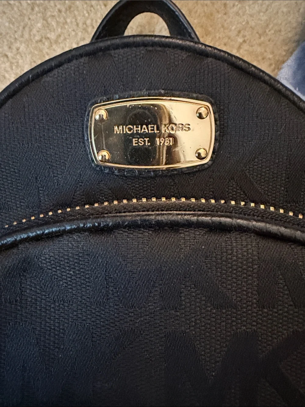 Michael Kors Black Logo Mini Backpack with Gold Hardware